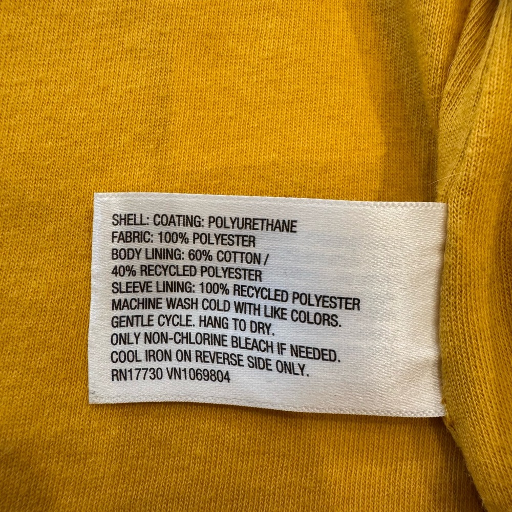 Cat & Jack Yellow Hooded Rain Jacket Kids Large 10/12 Waterproof Reflective - Picture 6 of 9